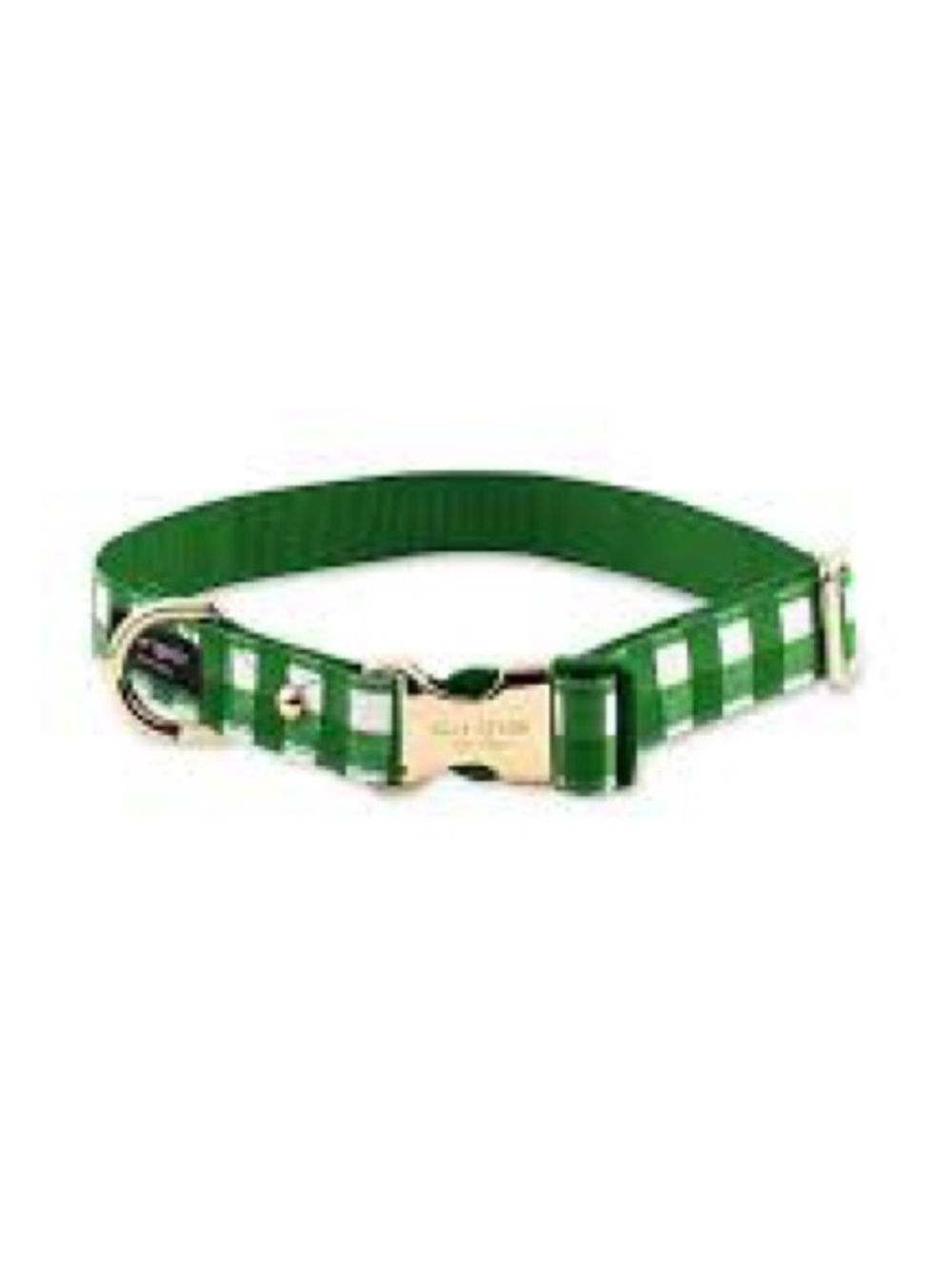 kate spade Green and White Gingham Dog Collar with Gold Hardware - Picture 5 of 5